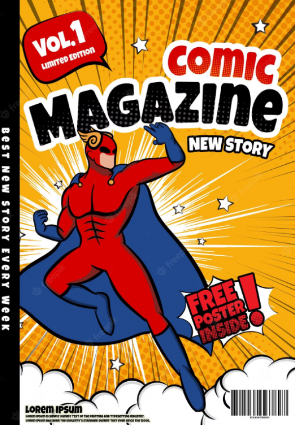 Desain cover buku dengan ilustrasi pahlawan